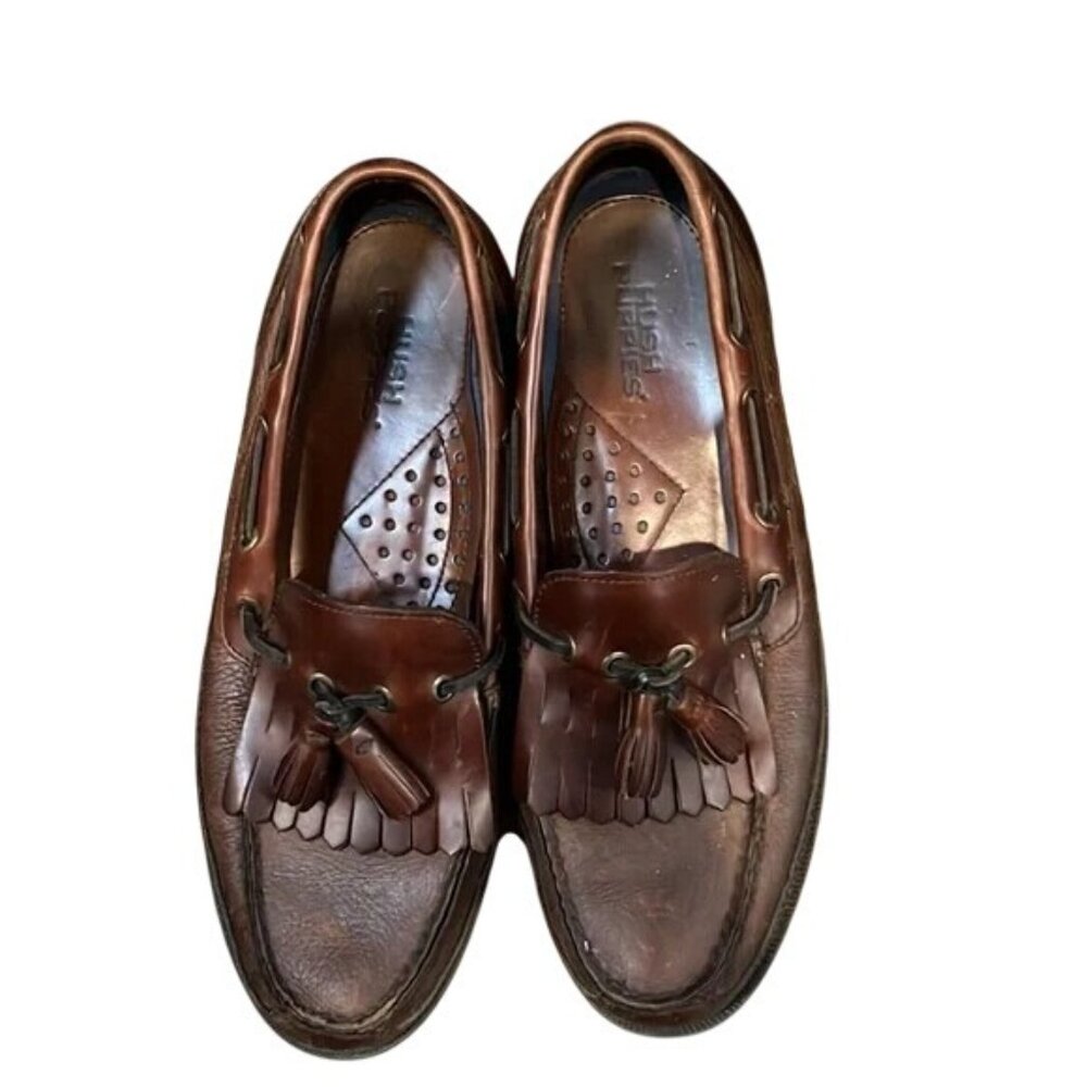 Hush Puppies Brown Leather Tassel Loafers Mens Size 10.5